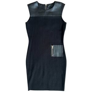 Dolce & Gabbana Black Sleeveless Faux Leather Accent Mini Dress, XS/US2/T38